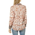 thumbnail image 4 of MODA NOVA Junior's Casual Boho Floral Printed V Neck Pussy Bow Blouse Orange XL, 4 of 7