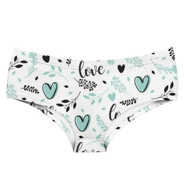Aayomet Underwear for Women Day Heart Printed Seamless Breathable Low Waist  Underwear Sexy Briefs (Style 5) (Mint Green, L)