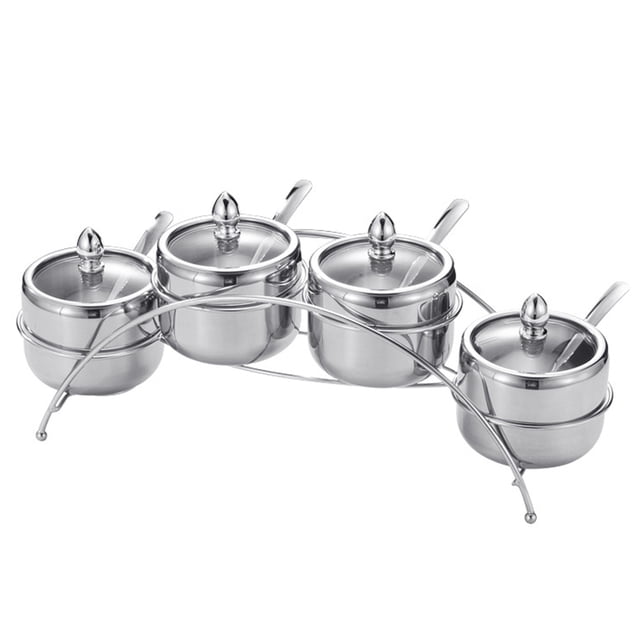 adviicd 304 Stainless Steel Seasoning Pot Suit Kitchen Visual Seasoning Box Bridge Type Seasoning Box Sugar Jar Seasoning Bottle Combination D,One Size