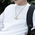 thumbnail image 3 of EeaseMX Collar de circonitas estilo hip hop retro con fe religiosa, de acero, decorativo para hombre (con cadena), 3 of 7