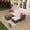 Brown Ivory White, variant on EastVita 5 Piece Deck Patio Furniture Set Outdoor Rattan Parlor Sofa Set All Weather Sectional Sofa with Glass Storage Table and Balcony Footstool Non-Slip Cushions Poolside Garden Porch Grey Blue