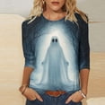 thumbnail image 2 of Edvintorg Blouse Tops for Women Halloween Printed Crew Neck 3/4 Sleeve Casual Pullover Shirt Plus Size Fashion Womans Clothes S-5XL Multicolor, 2 of 5