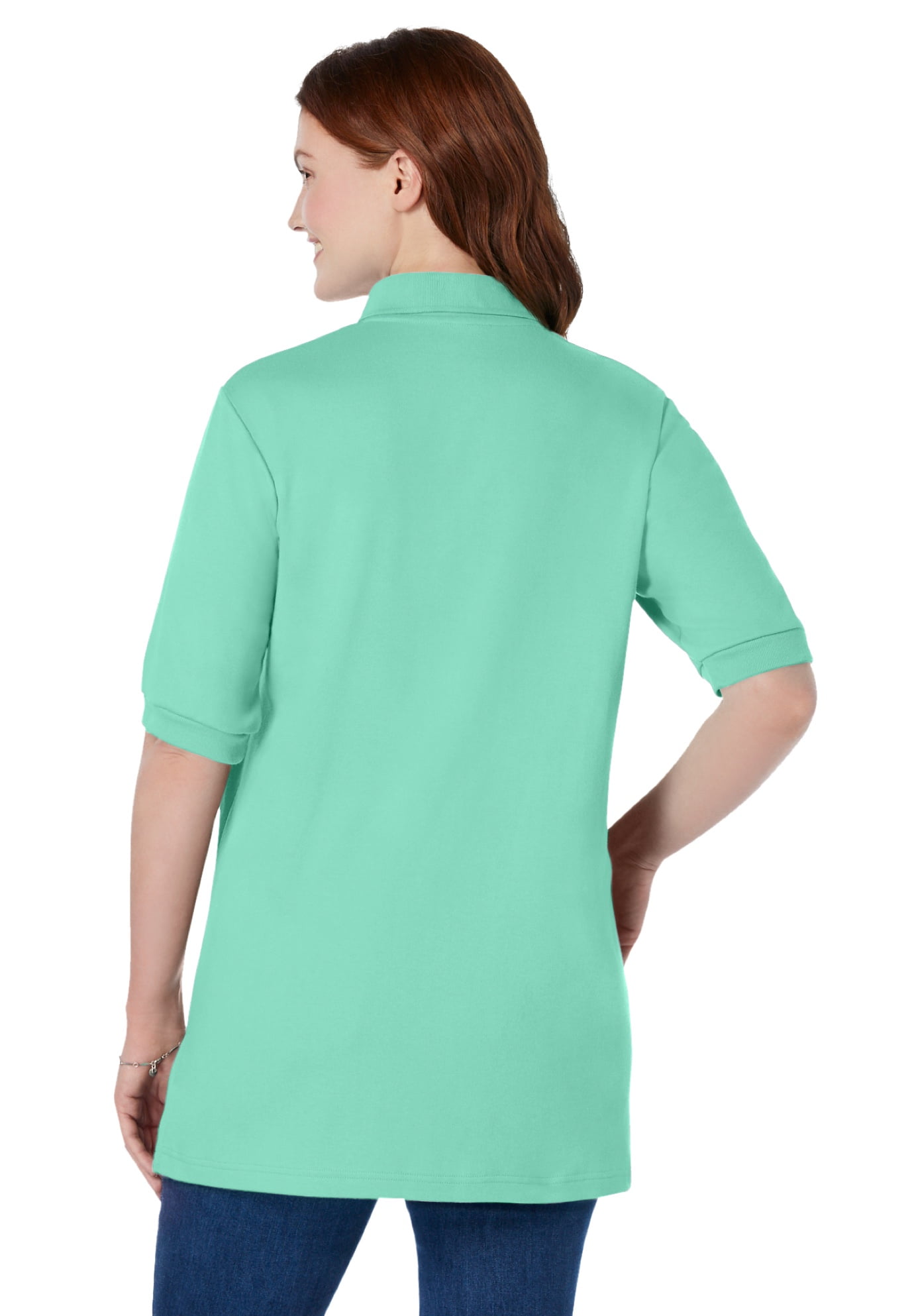Plus Size Elbow-Sleeve Polo Tunic - image 2