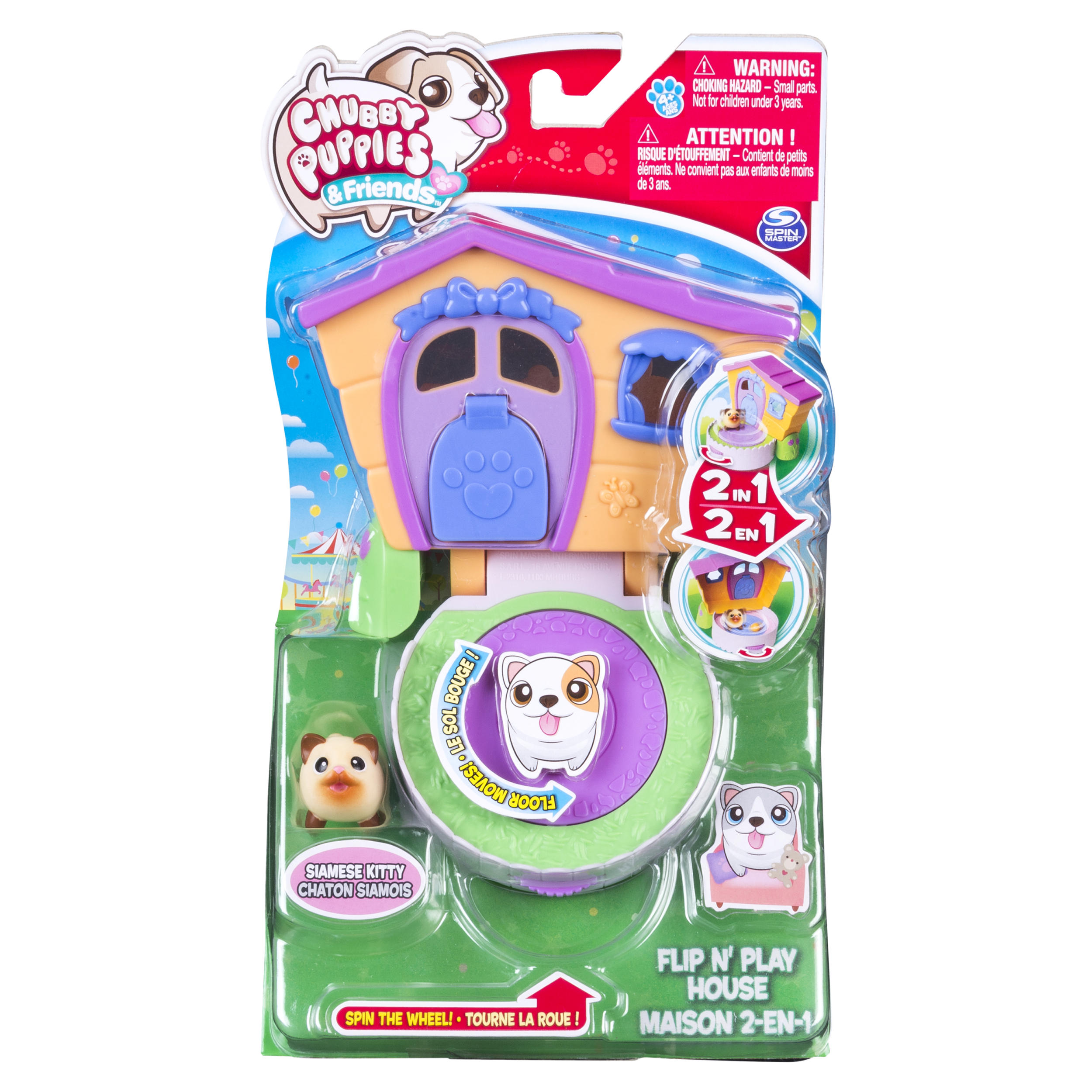 Chubby Puppies & Friends ? 2-in 1 Flip N? Play House Playset with Siamese Kitty Collectible Figure - image 2 of 6