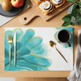 thumbnail image 2 of Turquoise Placemats Set of 4 Modern Gold Solid Tie Dye Watercolor Floral Place Mats Indoor Wipeable Table Mats Washable Cloth Dining Table Placemats for Kitchen Holiday Party Home Decor 13x19 Inch, 2 of 9
