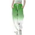thumbnail image 2 of SGFCWSX Jogger Pants for Girls Elastic Waist Drawstring Fashion Print Stripe Tapered Leg Soft Sweatpants Green Size 7-8Years, 2 of 5