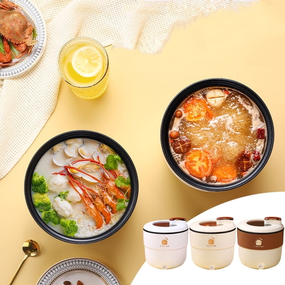 Voglyf Mini Rice Steamer, Non Stick Small Electric Rice Pot with Visible Glass Lid, Button Control Compact Multi Cooker for 1-2 People Dorm Office Travel Porridge Soup Cooking(Coffee)
