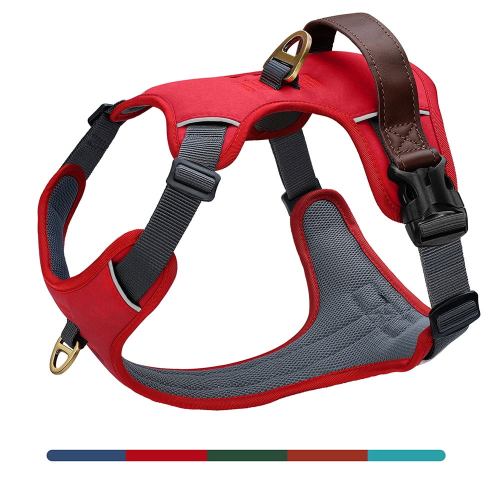 Pet Artist No Pull PU Leather Dog Harness, Adjustable Pet Vest with Handle, Quick Fit Easy Control Soft Padded Vest for Small Medium Large Dogs
