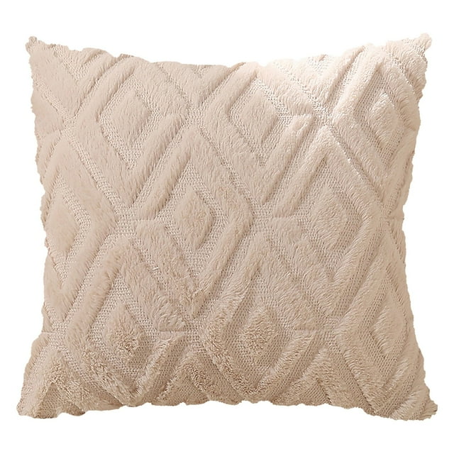 Pallene Soft Synthetic Throw Pillow Covers. Short Wool Velvet Decorative Pillow Covers For Couch Sofa In Living Room With 3D Geometric Pattern.