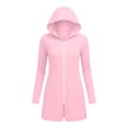 thumbnail image 2 of Women's Long Sleeve Sun Shirt Athletic Shirts UPF 50+ UV Protection Hooded Full Zip Lightweight Jacket Hiking Travel Camping, 2 of 5