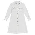 thumbnail image 6 of Yigetop Long Button Down Shirts for Women, Womens Button Down Shirts Solid Color Coat Long Sleeve Casual Lapel Collared Work Loose Long Blouses Pocket Plus Size Shirt Dress White L, 6 of 8