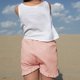 thumbnail image 4 of Pantalones cortos casuales para mujer con ribete de volantes, cintura elástica, bolsillos laterales de color puro, pantalones cortos holgados, color rosa XL, 4 of 6