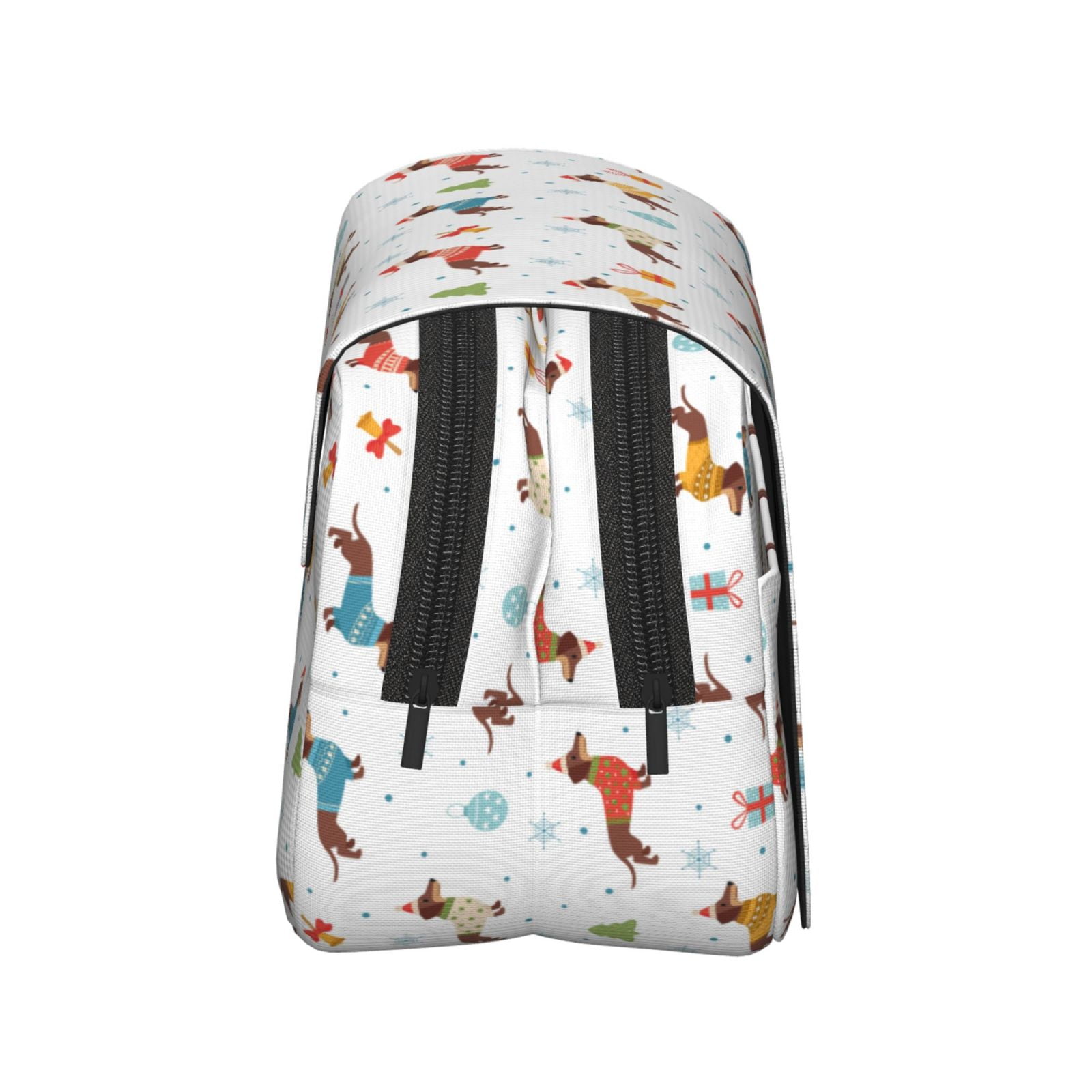 Rateoe winter Snowflake Dachshund Pattern Double Clamshell Pen Case, Storage Organizer with Two Zipper Compartments– Holds Up to 50 Pencils & Pens