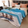 thumbnail image 2 of Summer Beach Coastal Throw Blanket, Flannel Fleece Blanket with Striped Design for Couch, Blue Sea Ocean Landscape Hawaii Soft Breathable All Season Plush Blankets for Sofa Office Bed 50"x60", 2 of 9