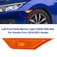 thumbnail image 1 of Left Front Side Marker Light 33850-TBA-A02 For Honda Civic 2016-2021 Amber, 1 of 12