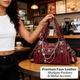 thumbnail image 3 of Sunyuer Vintage Distressed Chain Motorcycle Bag - Stylish, Large Capacity, Single Shoulder Handbag Tote Y2K Hobo Bag for Women, 3 of 8