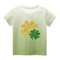 thumbnail image 4 of BLVB Kids St Patricks Day Shirt Boys Girls Shamrock Clover Graphic Tees Toddler Short Sleeve Crewneck T-Shirt Top, 4 of 5