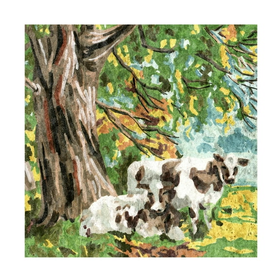 Trademark Fine Art Melissa Wang Cows Under a Tree II Canvas Wall Art