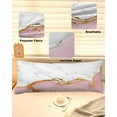thumbnail image 2 of Pink Gold Marble Body Pillow Cover 20 x 60 Inch Decorative Pillow Cover Modern Abstract Marble Crack Texture Lumbar Pillowcase Seasonal Rectangle Cushion Case for Couch Sofa Bed Living Room, 2 of 7