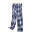 thumbnail image 5 of FUNUONY Pajama Pants for Women, Wide Leg Comfy Casual Lounge Yoga Loose Pants Women's Gingham Pajama Pants Cotton Pj Bottoms Casual Plaid Sleep Pants with Pockets Blue L, 5 of 5