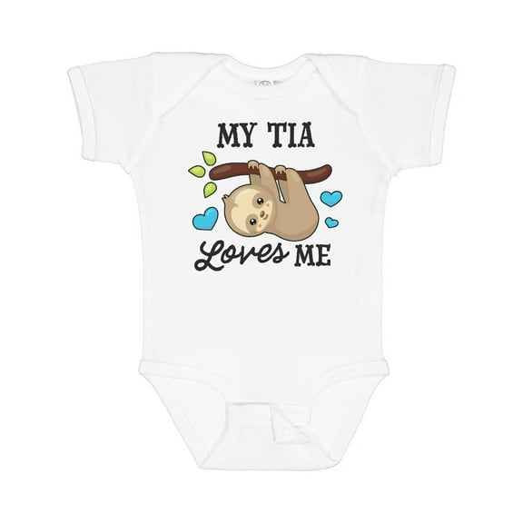 Inktastic My Tia Loves Me with Sloth and Hearts Boys or Girls Baby Bodysuit