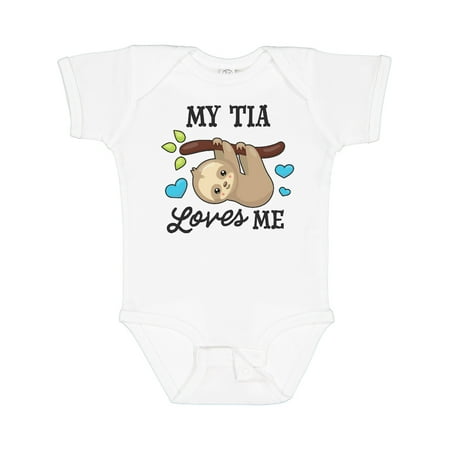

Inktastic My Tia Loves Me with Sloth and Hearts Gift Baby Boy or Baby Girl Bodysuit