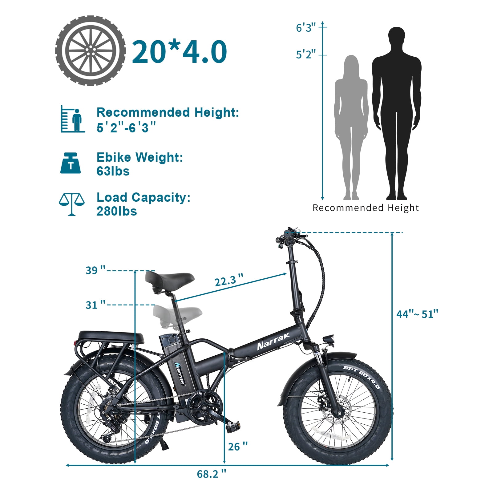 Fat Tire Folding Electric Bike, 48V & 624Wh Lithium Removable Battery, Peak 1100W Brushless Motor, Max Speed 28Mph, M5 Large LCD Display, Suspension, Step-Over/Thru Frame