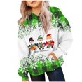 thumbnail image 2 of SwiftWear Merry Christmas Hoodies for Boy Girl Long Sleeve Hooded Shirt Cute Plaid Printed Sweatshirt for Kids 2-14 Years, Green, 2 of 4