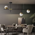 thumbnail image 3 of Modern Mid-Century Chandelier Pendant Linear Glass Globe 3 Lights Ceiling Light, 3 of 8