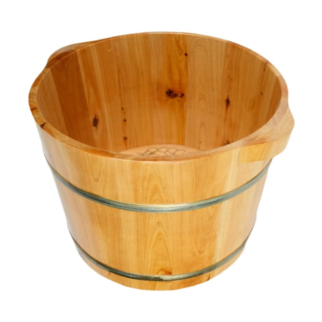 Lavabo de madera para pies con puntos de acupuntura y doble asa, portátil, para baño de pies L
