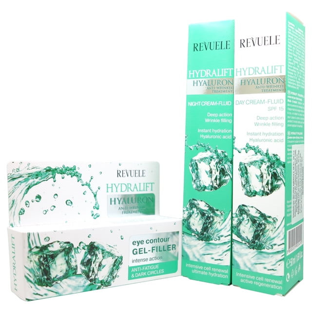 3 PACK CREMA DIA, NOCHE Y GEL OJOS REVUELE HYDRALIFT H