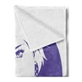 thumbnail image 2 of Hair Salon Soft Flannel Fleece Throw Blanket, Negative Effect of Woman with Short Messy Hair Monochrome Design, Cozy Plush for Indoor and Outdoor Use, 60" x 80", Violet and White, by Ambesonne, 2 of 5