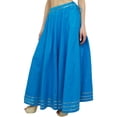 thumbnail image 2 of Bimba Jupe Bleu Mer pour Femme Design Ethnique Gota Patti Taille à Cordon et Franges-S, 2 of 4