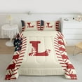 thumbnail image 2 of jejeloiu Initial Letter L Full Size Comforter Sets,Vintage American Flag Bedding Sets For Baseball Lover Reversible 3-Piece, 2 of 8