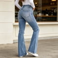 thumbnail image 7 of YuXingFu Linen Pants Women Tall Fashion Women Casual High Waist Pocket Solid Denim Comfortable Denim Jeans Light Blue S, 7 of 7