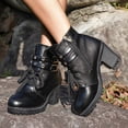 thumbnail image 2 of KELINFONG Women's Mid Calf Dress Boots Biker Motorcycle Riding Boots Combat Boots with Low Heel, 2 of 8
