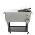 thumbnail image 4 of 80 Quart Rolling Cooler Cart on Wheels, Outdoor Kitchen Cooling Bins Ice Chest with Open Shelf, Bottle Opener and Cap Catcher, Bar Drink Cooler, Beverage for Patio Pool Party, Silver, 4 of 9