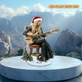 thumbnail image 4 of Rotating acrylic ornament featuring Stevie Nicks in a Santa hat playing guitar on a Christmas chair with festive decorations and a white background, 4 of 7