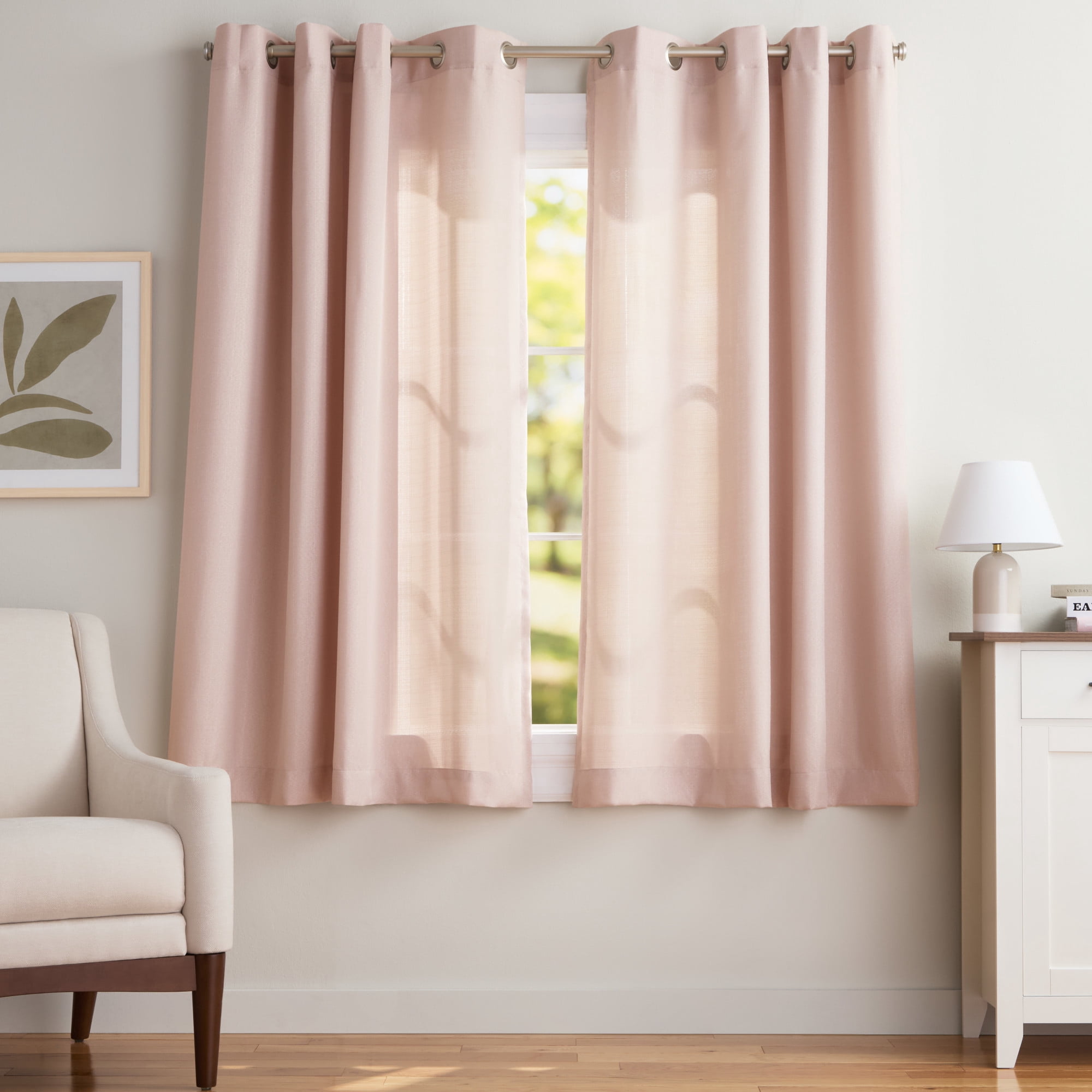Exclusive Home Loha Linen Grommet Top Curtain Panel Pair, 54"x63", Blush