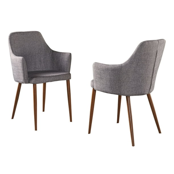 Gdf Studio Serra Mid Century Modern, Grey Fabric Dining Chairs With Dark Legs