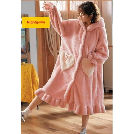 

CoCopeaunt Winter Flannel Hooded Nightgowns Pajamas Set 2022 Thick Warm Cartoon Nightwear Kigurumi Rabbit Lounge Set Princess Sleepwear Set