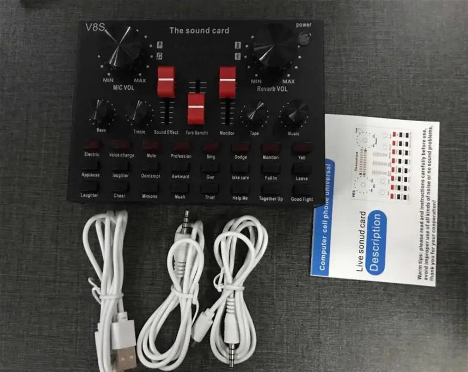 Clear External Sound Card V8s Mobile Phone Microphone Sound Card Sound Card For Mobile Computer Aud-io Interface ,Easy to Operate
