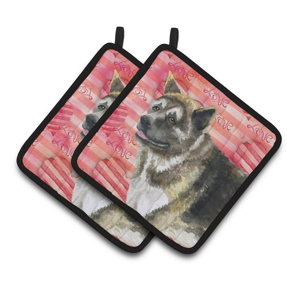 Caroline's Treasures Akita Love Pair of Pot Holders