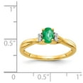 thumbnail image 3 of 14K Yellow Gold Ring Band Gemstone Emerald Oval Green Diamond Round, Size 5, 3 of 3