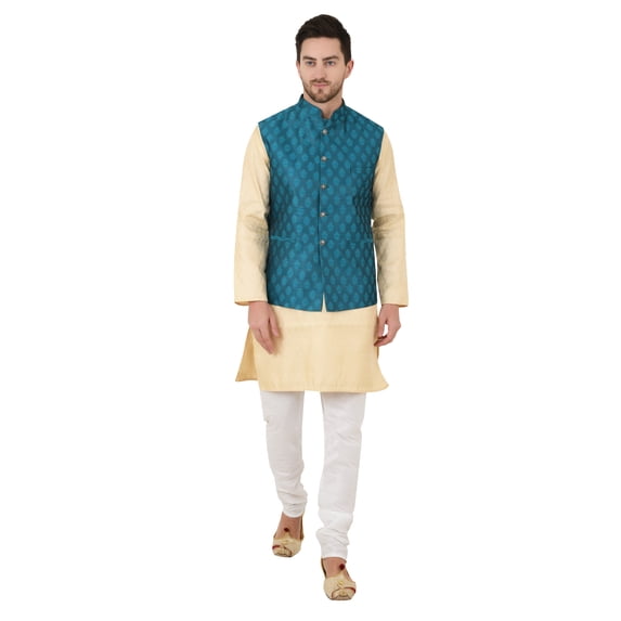 eloria Men's Nehru Jacket Waistcoat Indian Waistcoat Blazer Jacquard Jacket