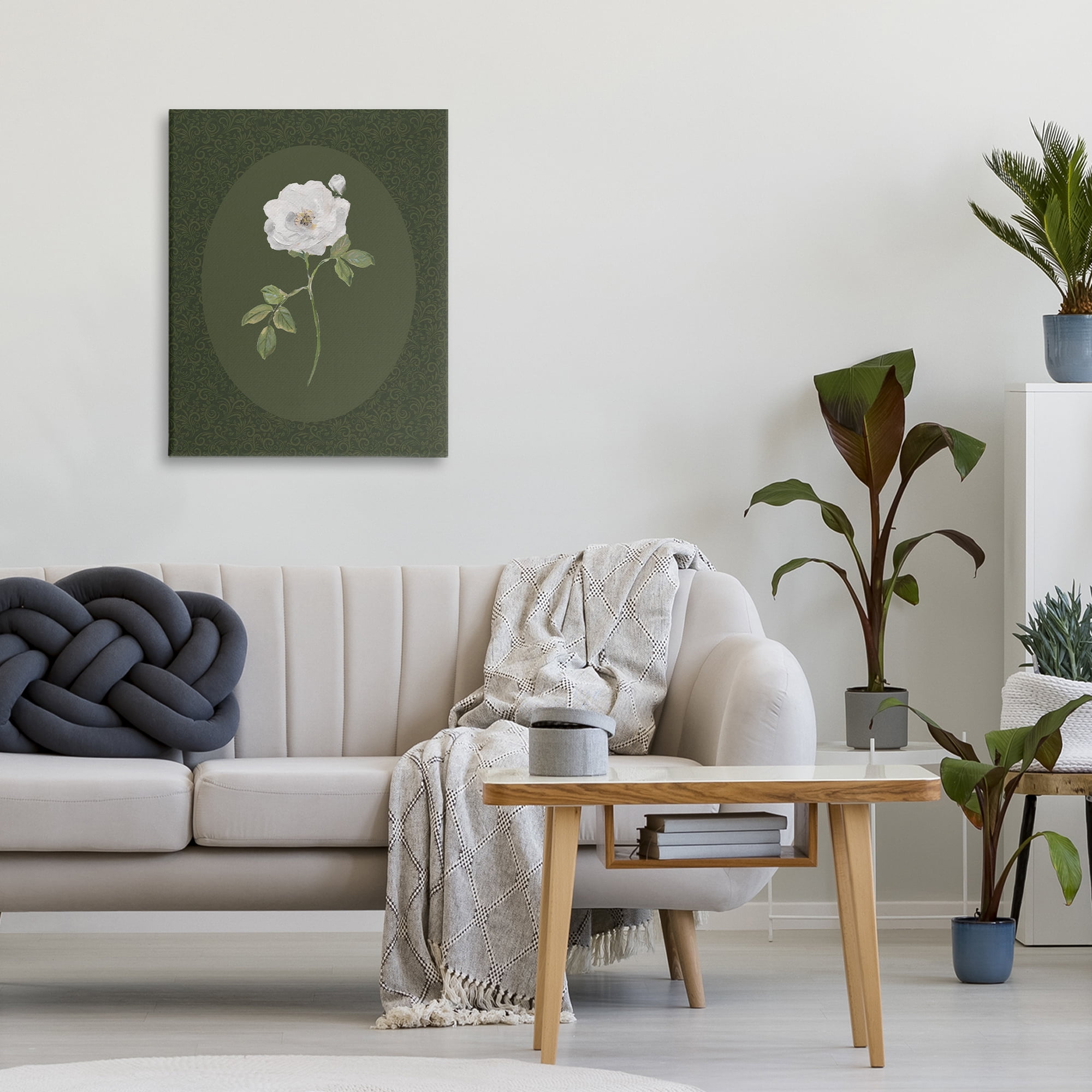 Stupell Industries Emerald & White Oval Rose Canvas Wall Art, design by Sally Swatland