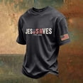 thumbnail image 3 of Zimjoy 250 Anniversary USA Men's T Shirts Jesus Saves USA American Flag Patriotic Christian 4th July T-Shirt Black L, 3 of 4