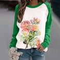 thumbnail image 2 of Pompotops Mode Femmes Printemps Automne Patchwork Imprimé Manches Longues Col Rond Tee-Shirt Décontracté, 2 of 4