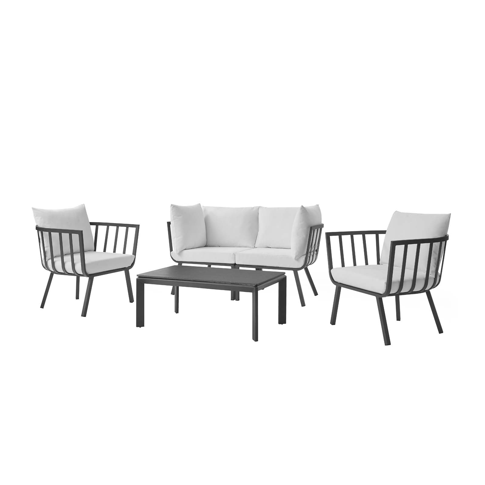 Lounge Sectional Sofa Chair Set, Aluminum, Metal, Steel, Grey Gray White, Modern Contemporary Urban Design, Outdoor Patio Balcony Cafe Bistro Garden Furniture Hotel Hospitality - image 1 of 10