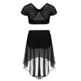 thumbnail image 2 of Aislor Kids Girls Lyrical Dance Dress Outfits Crop Top with Irregular Hem Skirts Latin Jazz Modern Dancewear Black 8, 2 of 7